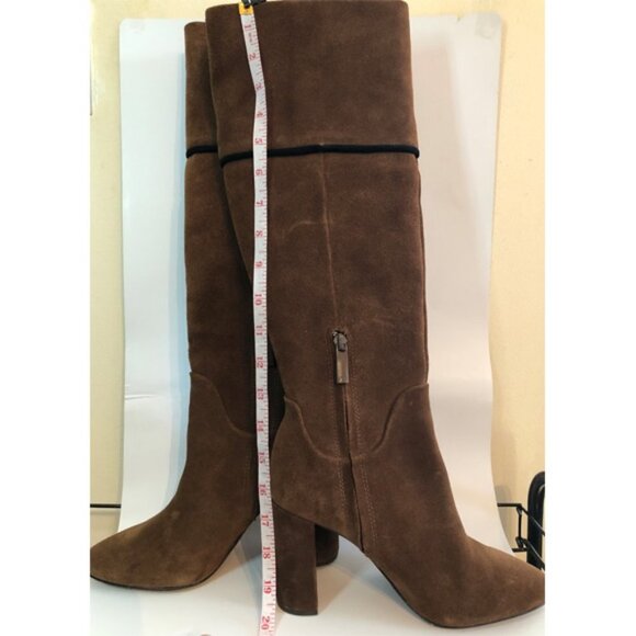 AD & DAUGHTERS Theodorah Tall Suede Heeled Boots Over the Knee Brown Sz 7.5 - Picture 8 of 9